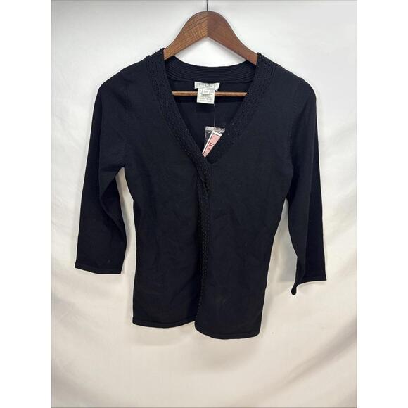 Sweaters - Beaded Twist Front Sweater Top Size S/P French Dressing Jeans Co FDJ Black